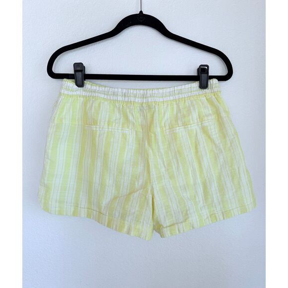 Anthropologie Elevenses Tasseled Dobby Tie Waist Shorts in Yellow & White Stripe - Picture 8 of 11